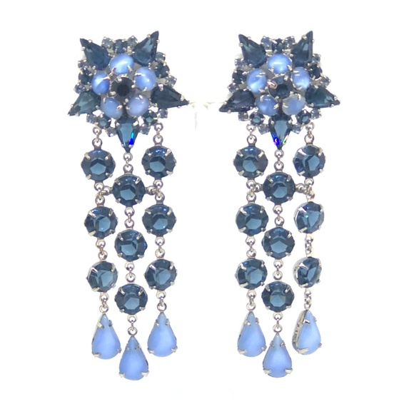 my design Jewelry - Vintage style drop earrings, blue mixed stones